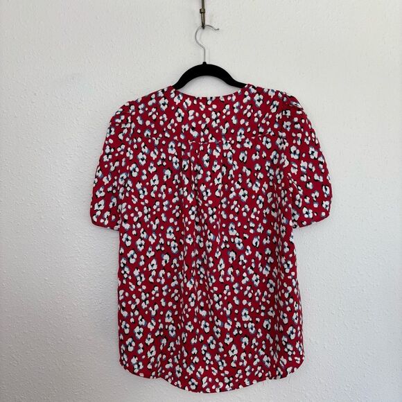 Jade Melody Tam Floral Red Blouse Size Medium - Picture 4 of 5